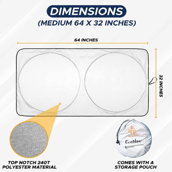Car Windshield Sun Shade/Reflector (64 in x32 in) - Picture 3 of 7